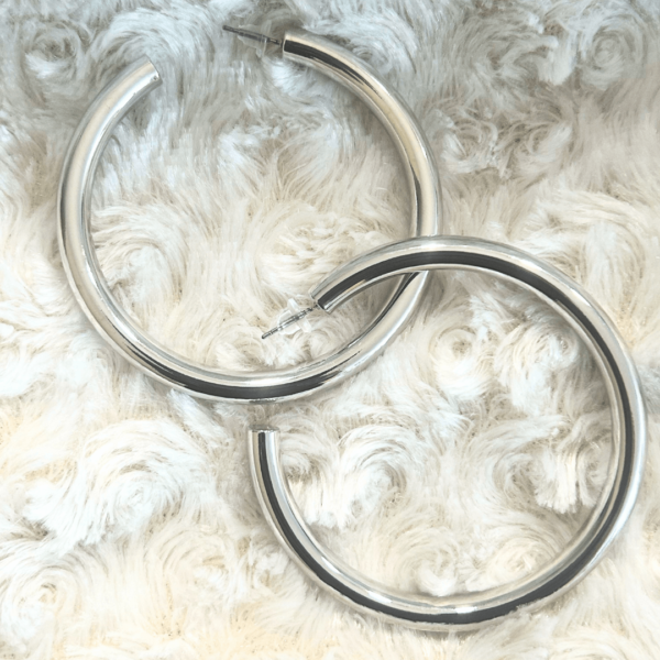 Chunky Hoop Earring-Silver